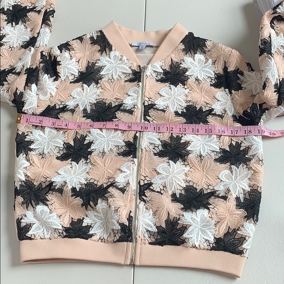 Lucy Paris Lace Bomber Jacket Blush Pink & Black S - Picture 10 of 11